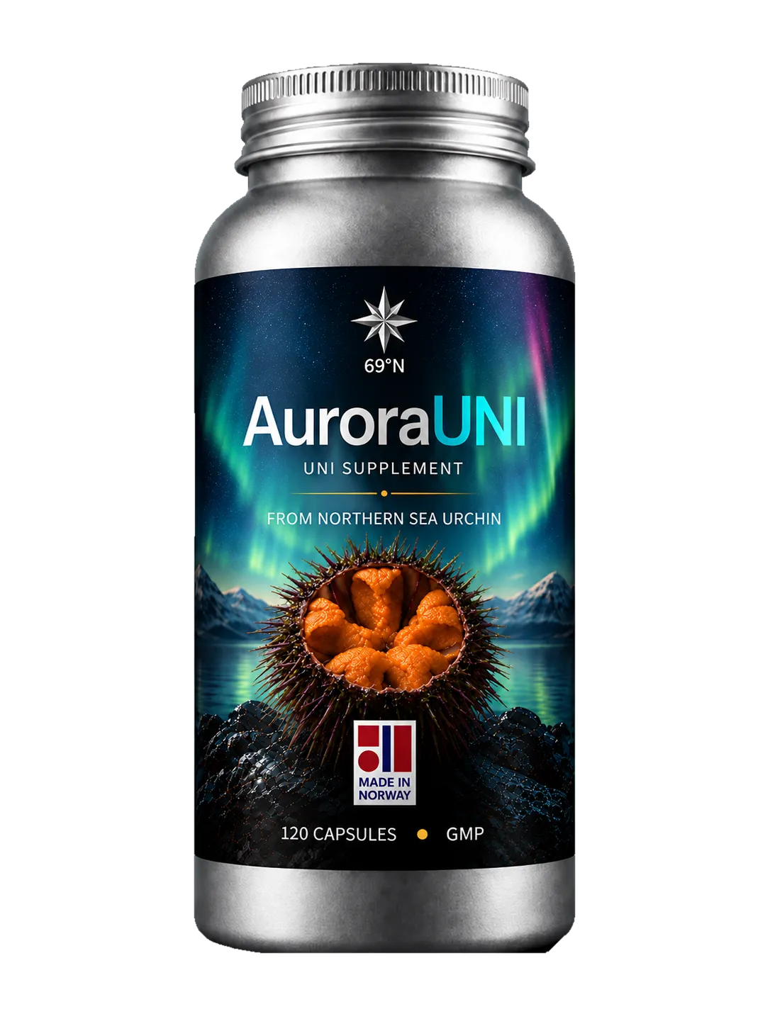 AuroraUNI finished supplement bottle